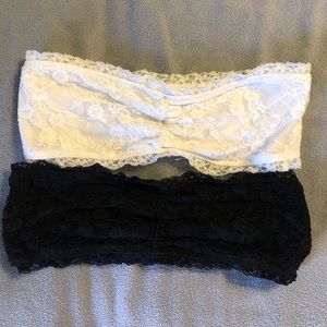 2 Lace Bandeaus (Black and White)